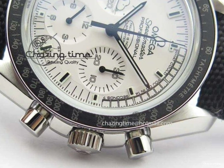 1229 TimelessDesign Speedmaster JHF SS Snoopy Award 45th Anniversary White Dial On Black Nylon Strap 8209